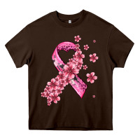 Chocolate Brown pink cancer ribbon Heavy Core Tee - AdoDesignShop