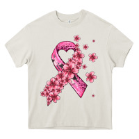 Cream pink cancer ribbon Heavy Core Tee - AdoDesignShop
