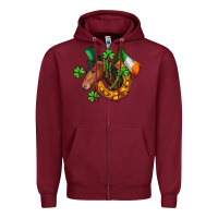 Burgundy Horse with horseshoe St. Patrick's Zipper Hoodie - CowGirlArtShop