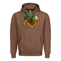 Chestnut Horse with horseshoe St. Patrick's Zipper Hoodie - CowGirlArtShop