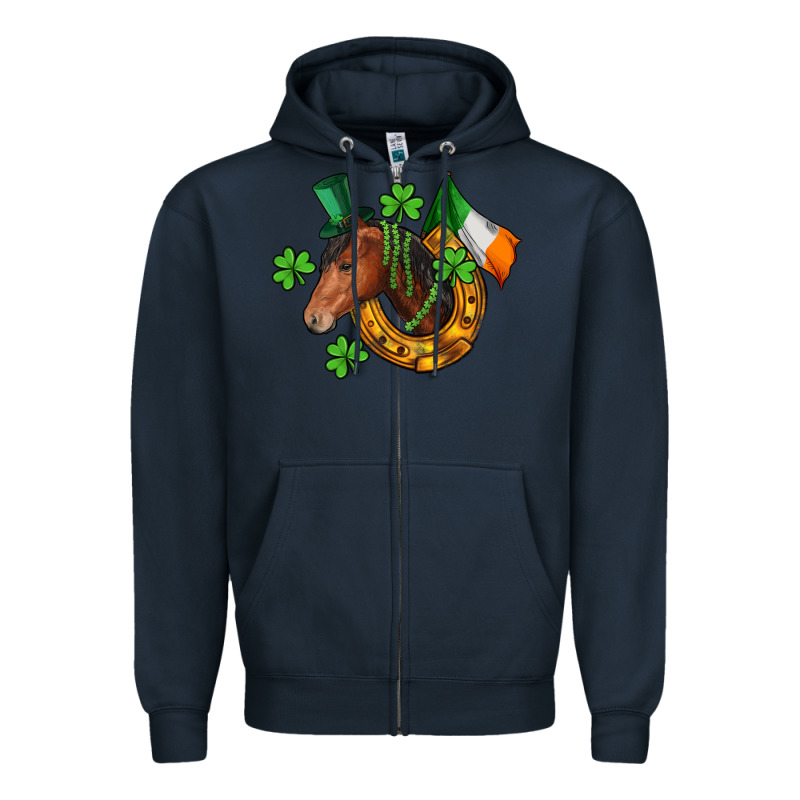 Horse With Horseshoe St. Patrick's Zipper Hoodie by CowGirlArtShop | Teevron