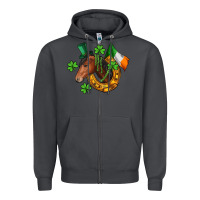 Smoke Horse with horseshoe St. Patrick's Zipper Hoodie - CowGirlArtShop