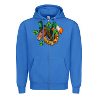 True Royal Horse with horseshoe St. Patrick's Zipper Hoodie - CowGirlArtShop