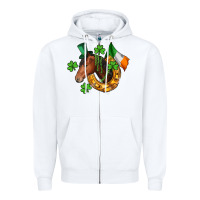 White Horse with horseshoe St. Patrick's Zipper Hoodie - CowGirlArtShop