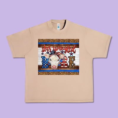 4th Of July Western Star Spangled Baby Cow Urban Heavy Tee Designed By Lillyallendesigns