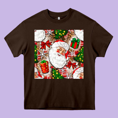Christmas Santa Claus And Gift Box Heavy Core Tee Designed By Nancycooperartshop