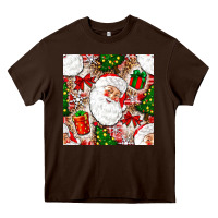 Chocolate Brown Christmas Santa Claus and gift box Heavy Core Tee - NancyCooperArtShop