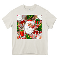 Cream Christmas Santa Claus and gift box Heavy Core Tee - NancyCooperArtShop
