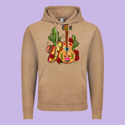 Mexican Guitar Vintage Hoodie Designed By Lillyallendesigns