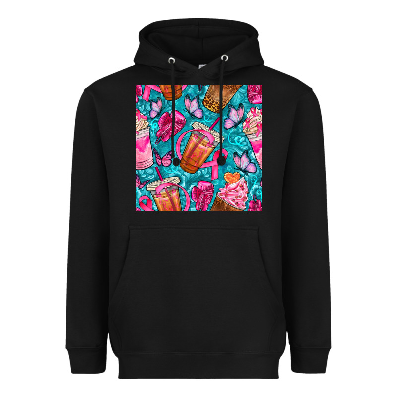 Breast Cancer Coffee Cups With Butterfly Seamless Pattern Bbs Heavyweight Hoodie by BundleAndBundleShop | Teevron
