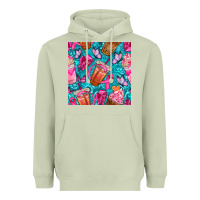 Matcha breast cancer coffee cups with butterfly seamless pattern bbs Heavyweight Hoodie - BundleAndBundleShop