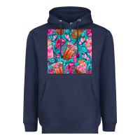Navy breast cancer coffee cups with butterfly seamless pattern bbs Heavyweight Hoodie - BundleAndBundleShop
