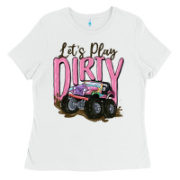 White let's play dirty Ladies Tee - MaliasSmallBusiness