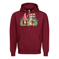Burgundy Easter gnome and rabbit egg hunt  Easter Day Zipper Hoodie - CowGirlArtShop