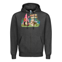 Charcoal Heather Easter gnome and rabbit egg hunt  Easter Day Zipper Hoodie - CowGirlArtShop