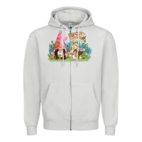 Dove Grey Easter gnome and rabbit egg hunt  Easter Day Zipper Hoodie - CowGirlArtShop