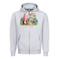Heather Grey Easter gnome and rabbit egg hunt  Easter Day Zipper Hoodie - CowGirlArtShop