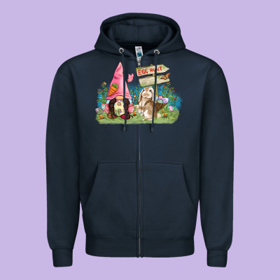 Easter Gnome And Rabbit Egg Hunt  Easter Day Zipper Hoodie Designed By Cowgirlartshop