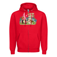Red Easter gnome and rabbit egg hunt  Easter Day Zipper Hoodie - CowGirlArtShop