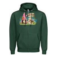 Sports Green Easter gnome and rabbit egg hunt  Easter Day Zipper Hoodie - CowGirlArtShop