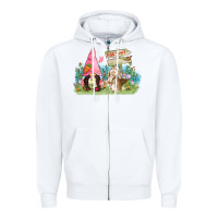 White Easter gnome and rabbit egg hunt  Easter Day Zipper Hoodie - CowGirlArtShop