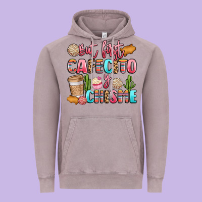 But First Cafecito Y Chisme Vintage Hoodie Designed By Lillyallendesigns