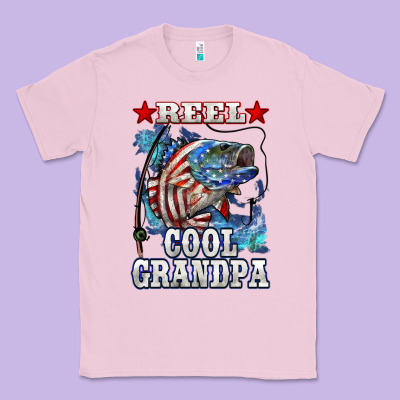 Reel Cool Grandpa American Flag Bass Classic Tee Designed By Lillyallendesigns