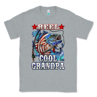 Heather Grey reel cool grandpa american flag bass Classic Tee - LillyAllenDesigns