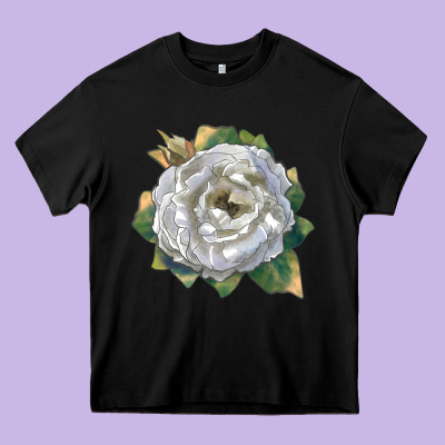 Pillow Fight Rose Heavy Core Tee Designed By Lillyallendesigns