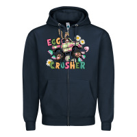 Navy Egg crusher monster truck Zipper Hoodie - CowGirlArtShop