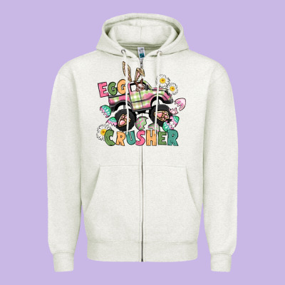 Egg Crusher Monster Truck Zipper Hoodie Designed By Cowgirlartshop