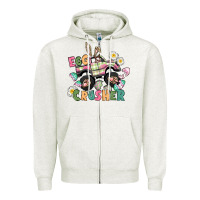 Oatmeal Heather Egg crusher monster truck Zipper Hoodie - CowGirlArtShop