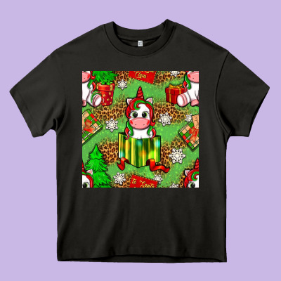 Christmas Unicorn And Gift Box Heavy Core Tee Designed By Nancycooperartshop