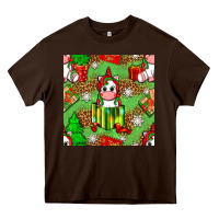 Chocolate Brown Christmas unicorn and gift box Heavy Core Tee - NancyCooperArtShop