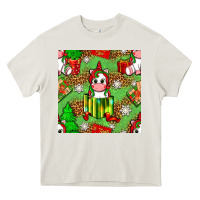 Cream Christmas unicorn and gift box Heavy Core Tee - NancyCooperArtShop