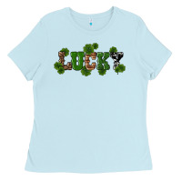 Baby Blue st patricks day lucky shamrock Ladies Tee - RanaPortraitStore