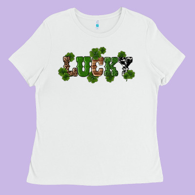 St Patricks Day Lucky Shamrock Ladies Tee Designed By Ranaportraitstore