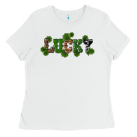 White st patricks day lucky shamrock Ladies Tee - RanaPortraitStore