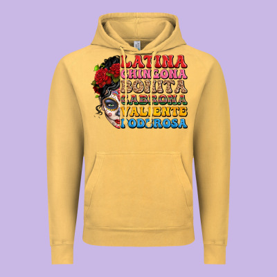 Mexican Sugar Skull Latina Chingona Bonita Vintage Hoodie Designed By Lillyallendesigns