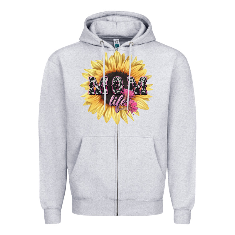 Mom Life Sunflower Mother's Day Zipper Hoodie by HowdyJamesFarm | Teevron