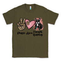 Army Green peace love french bulldog Classic Tee - JahusDesignShop