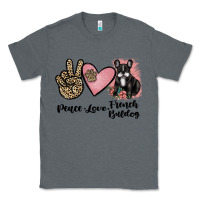 Charcoal Heather peace love french bulldog Classic Tee - JahusDesignShop