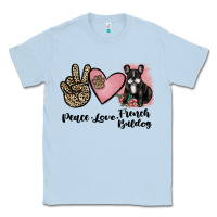 Dusty Blue peace love french bulldog Classic Tee - JahusDesignShop