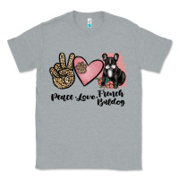 Heather Grey peace love french bulldog Classic Tee - JahusDesignShop
