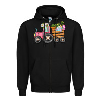 Black Easter bunny tractor Zipper Hoodie - CowGirlArtShop