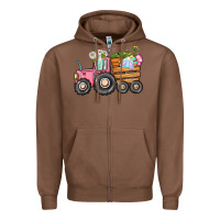 Chestnut Easter bunny tractor Zipper Hoodie - CowGirlArtShop
