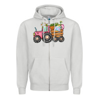 Dove Grey Easter bunny tractor Zipper Hoodie - CowGirlArtShop