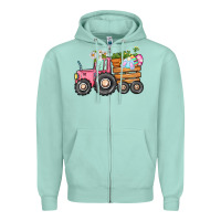 Easter Bunny Tractor Zipper Hoodie | Teevron