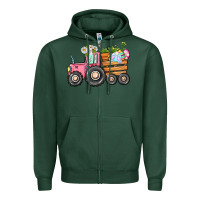 Sports Green Easter bunny tractor Zipper Hoodie - CowGirlArtShop