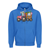 True Royal Easter bunny tractor Zipper Hoodie - CowGirlArtShop